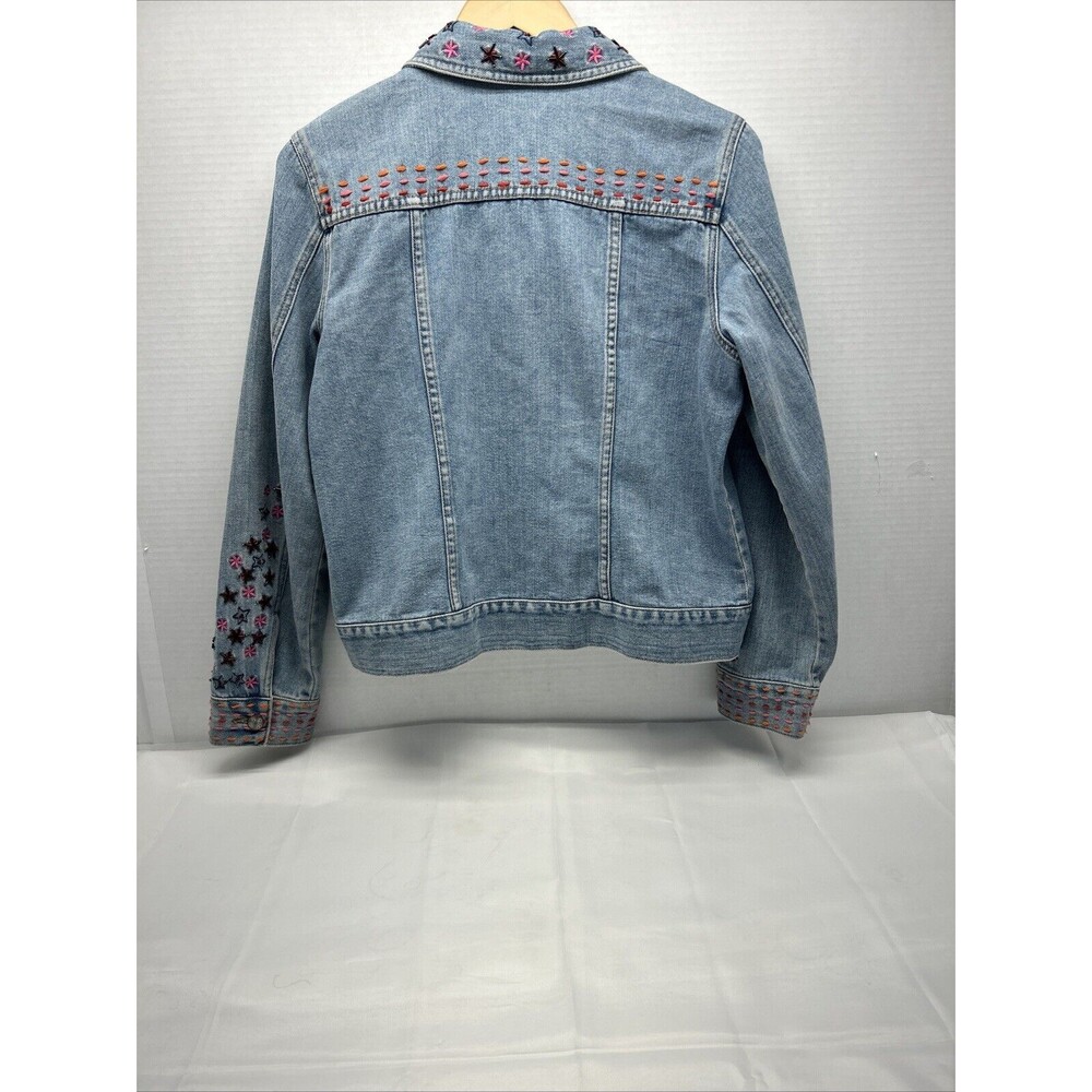 Sigrid Olsen So Blue Womens Jean Jacket Embroidered Trucker Western Size M - Picture 6 of 6